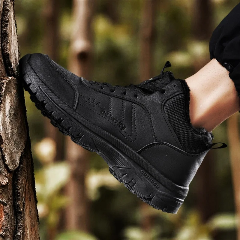 

Men's Fleece Warm Men Snow Boots Casual Sports Shoes and Comfortable Soft Anti Slip Hiking Shoes Men's Versatile Trendy