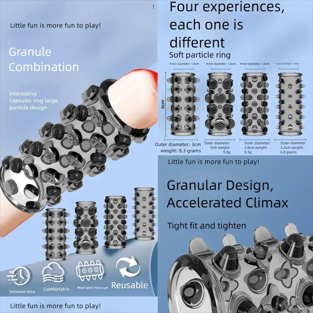 4pcs/set Cock Ring G-spot Stimulate Penis Ring Enlargement Sex Toys for Men Lock Sperm Delay Ejaculation Stimulating Vaginal