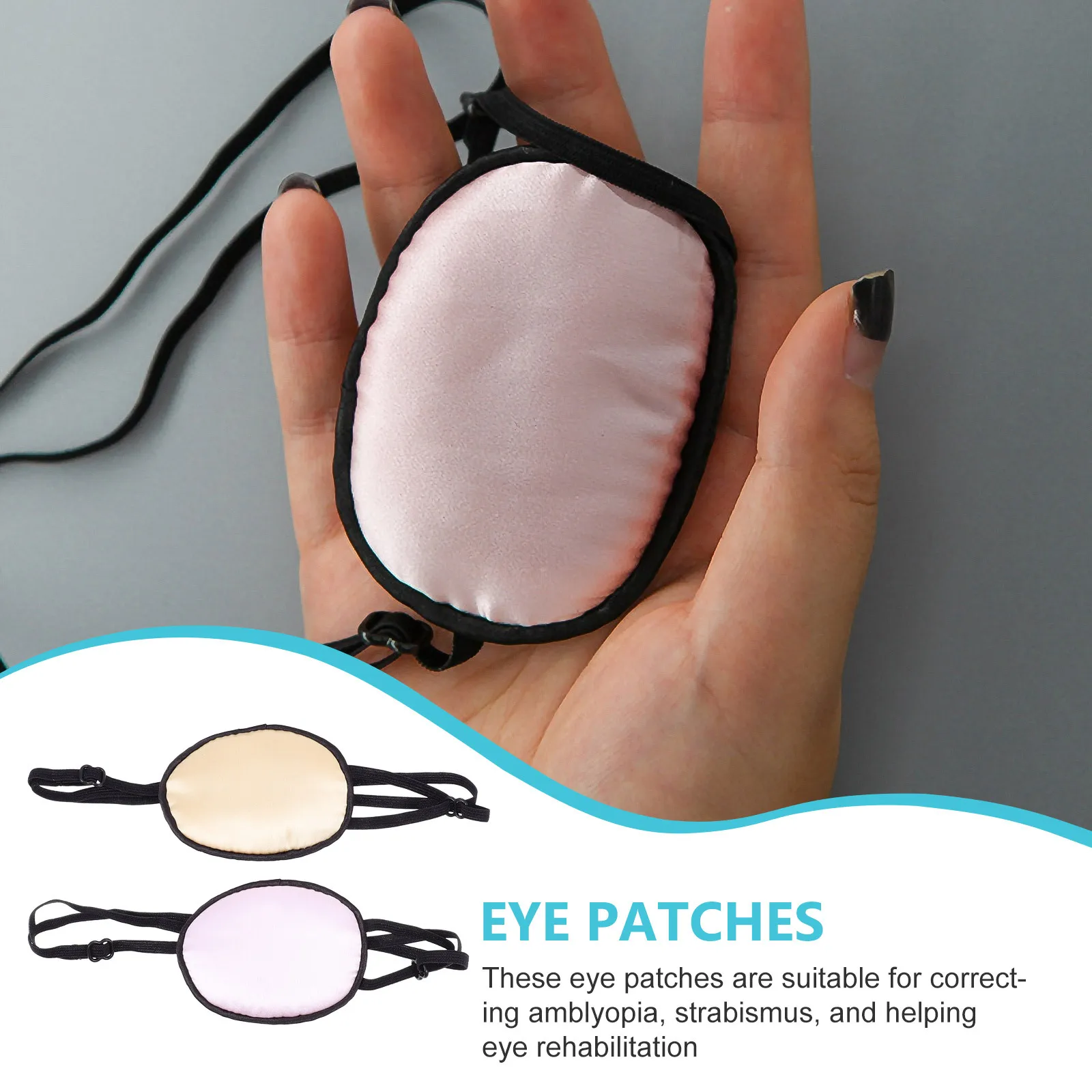 

2Pcs Adjustable Elastic Eye Patch Breathable for Amblyopia Strabismus Correction Adults Eye Mask