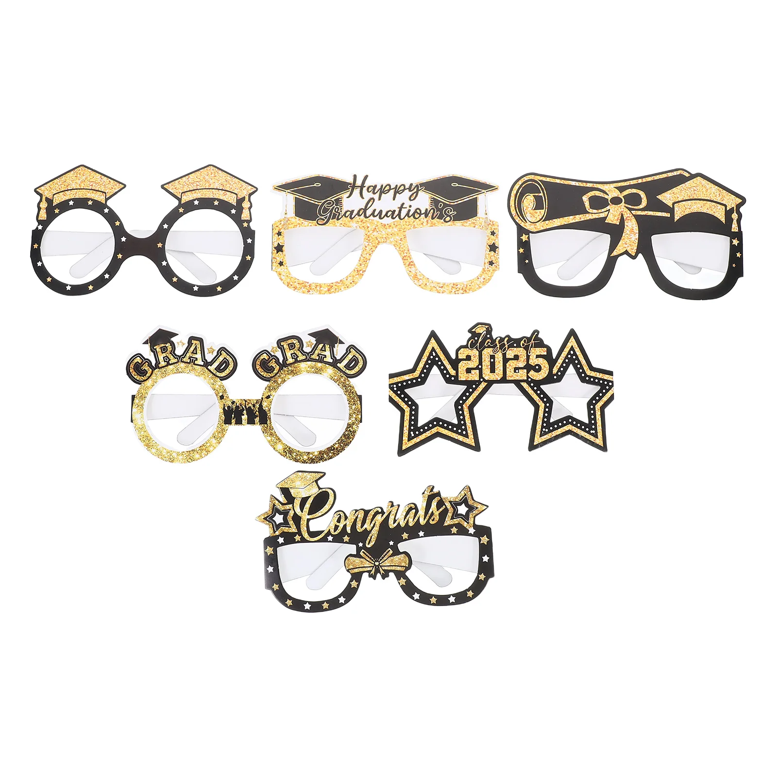 

6 Pcs Graduation Party Glasses Fashion Photo Booth Props Paper Material Lightweight Novelty Eyewear For Prom Birthday