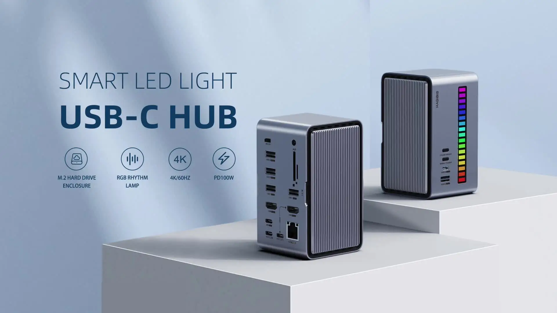 HYPER / USB C ハブ / ドッキングステーション Hagibis USB C ドッキングステーション デュアル HDMI 対応 M.2 SSD