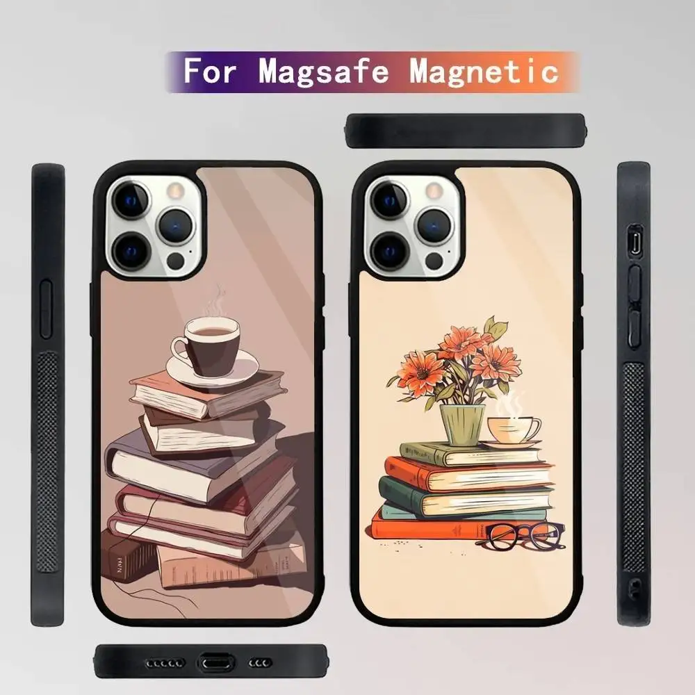 

Books And Coffee Phone Case For iPhone 16,15,14,13,12,11,Plus,Pro,Max Mini Magsafe Magnetic Wireless Charging