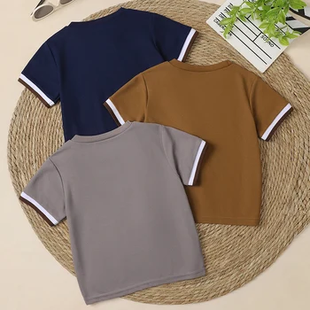 Kids Casual Printed T-Shirt Set 2 1/3 Piece Children's Summer And Autumn Casual Fashionable Short Sleeved T-shirt For Boys And Girls Comfortable Long Sleeved Top 2