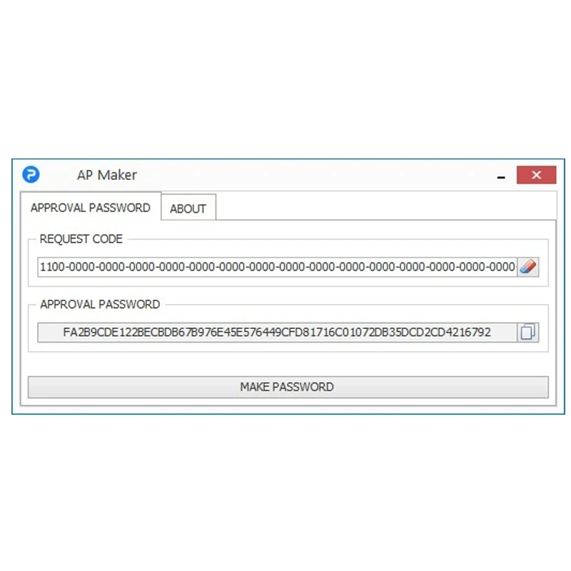 APPROVAL PASSWORD Maker 2.0 for Speed Limiter Values Engine Download Request Long passwords for 1100 1200 2000 Type TCU Serial