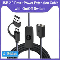 2 in 1 USB C Type C to USB 2.0 OTG Adapter Cable With Switch, USB Male to Female Extension Cord for Charging Data Sync
