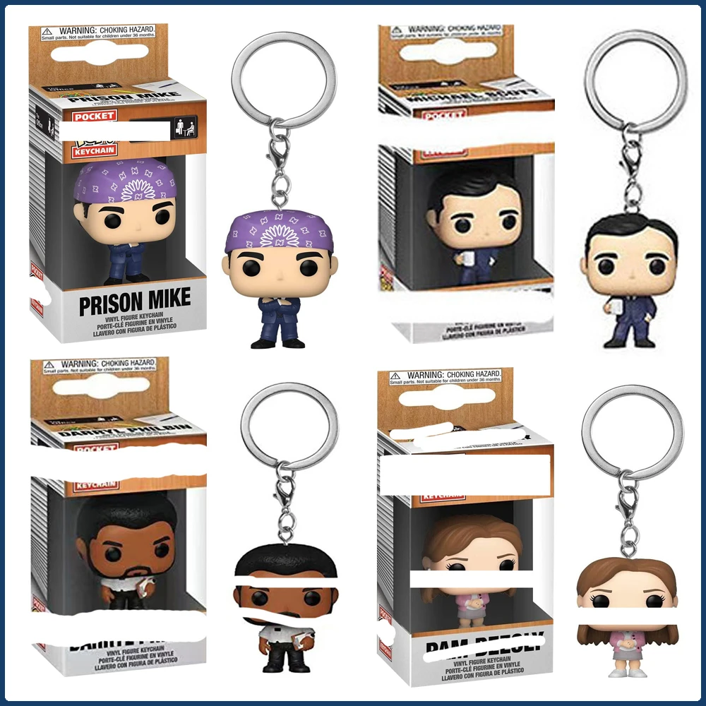 Funko POP Keychain The Office Michael Pam Beesly Kevin Malone Anime Cartoon Mini Action Toy Figures Pendant Keychains Kids Gifts