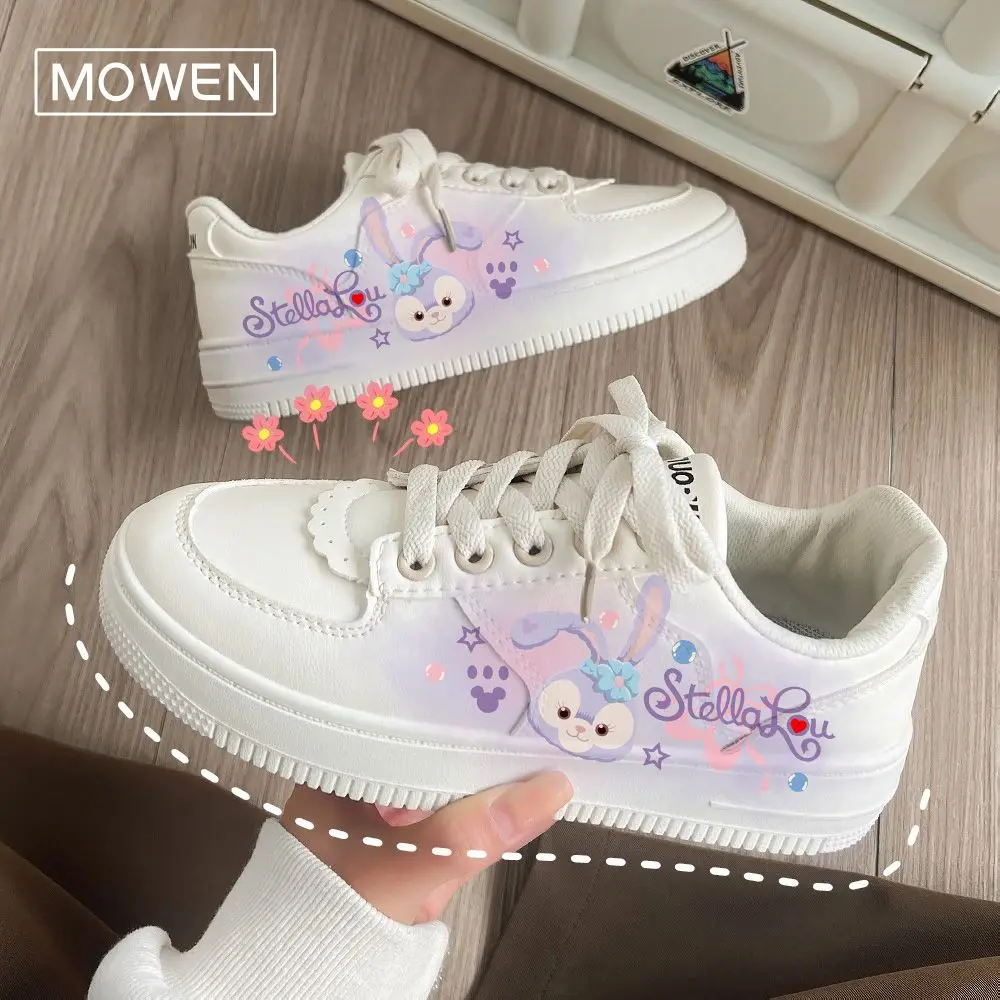 New StellaLou series graffiti sneakers cartoon kawaii Disney creative students new cute casual versatile white shoes wholesale