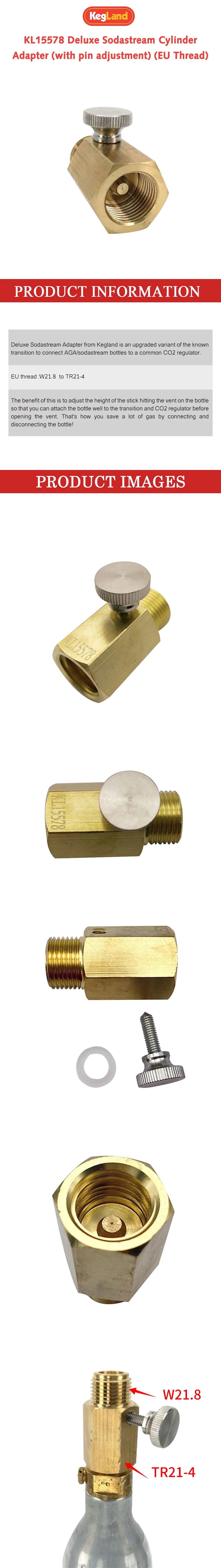 KegLand Deluxe Sodastream-Zylinderadapter (mit Stifteinstellung) (TR21-4 -W21.8 / G3/4) – Detail 1