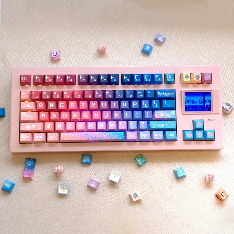 PBT Pixel Space Keycaps Set Cherry Profile 5-side Dye Sublimation Keycap For MX Switch Mechanical Keyboard GK6164 75 84 87 980