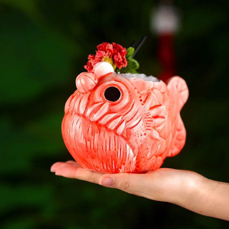 زجاج البيرانا تيكي المؤثر على Instagram، زجاج سيراميك إبداعي وشخصي، زجاج كوكتيل بار