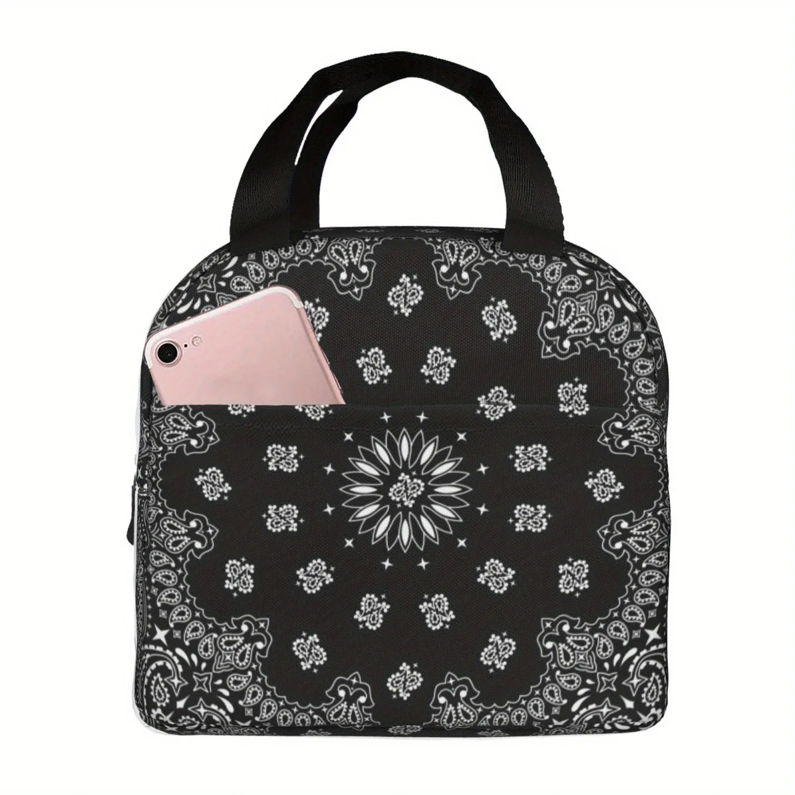Bandana Paisley Print Insulated Lunch Bag Durable Reusable Cold Chain Tote for Work Travel