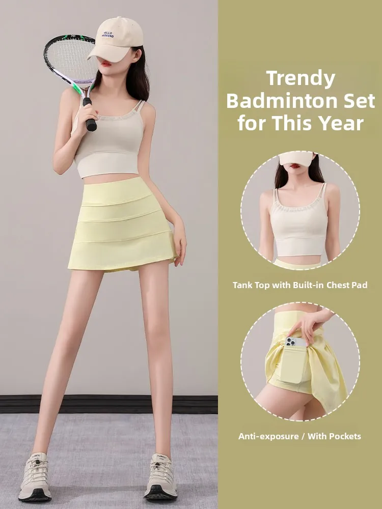 

Women's Sports Yoga Vest Qui Dry Running Fitn Clothes Set Marathon orts Tennis Skirt Breathable Comfortable Nylon Fabric