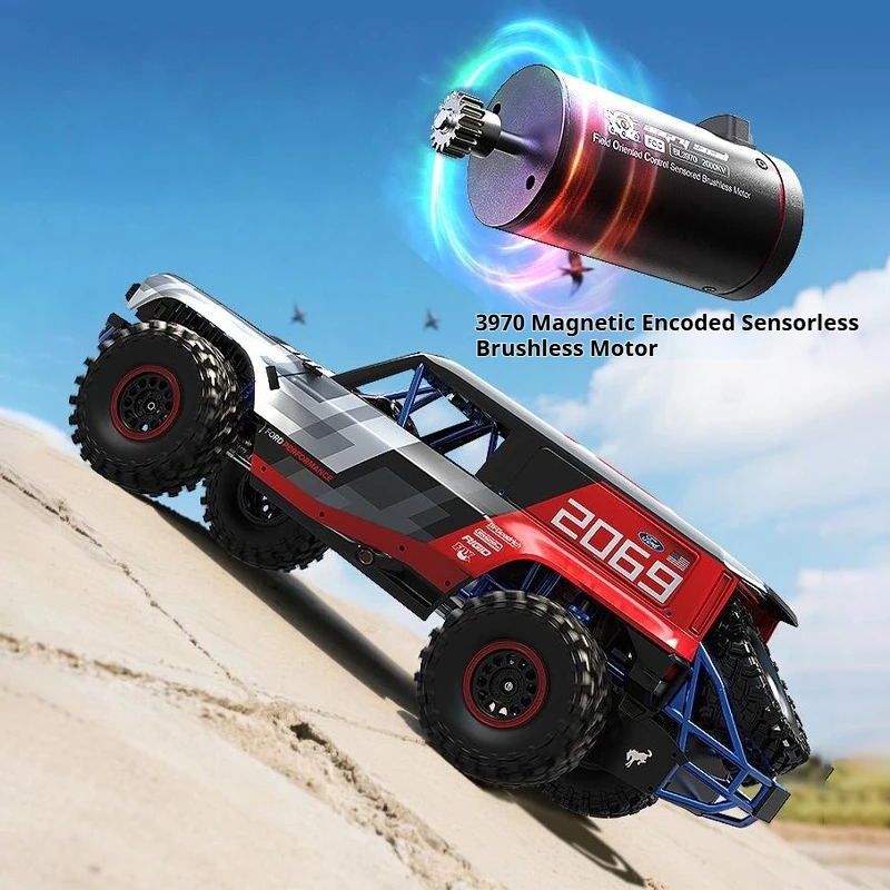 MJX-vehículo de escalada todoterreno eléctrico sin escobillas, escala 1:8, H8P, Control remoto, Mustang 4WD, con Material de PC, carcasa de coche, juguete RC