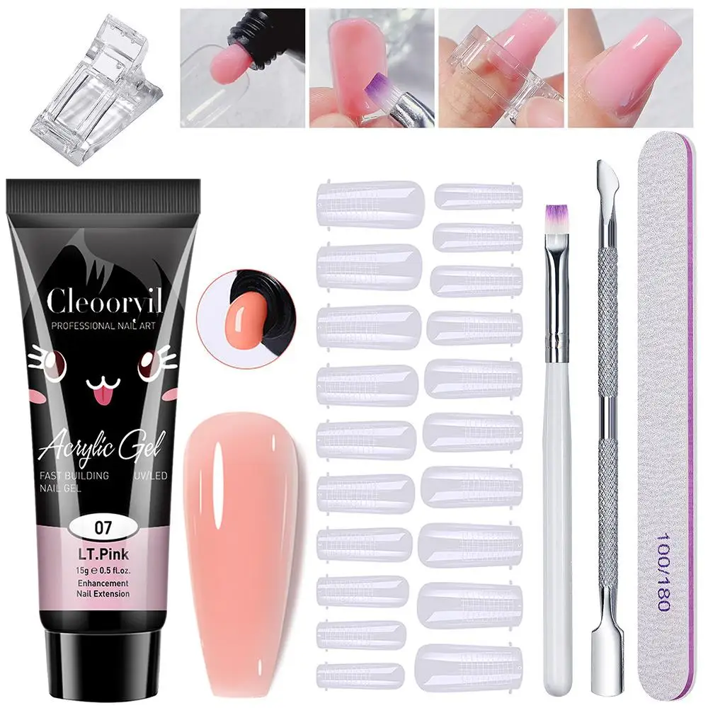 6 pçs/set poli uv gel kit tudo para manicure gel extensão do prego solução deslizante construtor acrílico gel polonês ferramenta da arte do prego estender molde