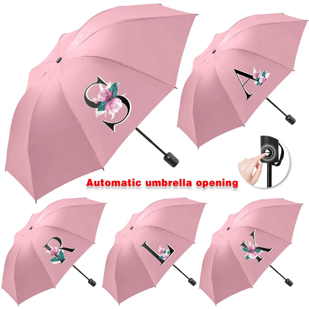 

Travel Essentials Sunshade Sunscreen Rain Umbrellas UV Automatic Umbrella Cute Print Outdoor Picnics Hiking Tour Whitemarble