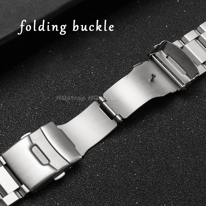 المعادن الساعات 20 مللي متر 22 مللي متر 24 مللي متر 25 مللي متر حزام الفولاذ المقاوم للصدأ سوار ثلاثة الخرز معصمه للطي مشبك العالمي حزام (استيك) ساعة