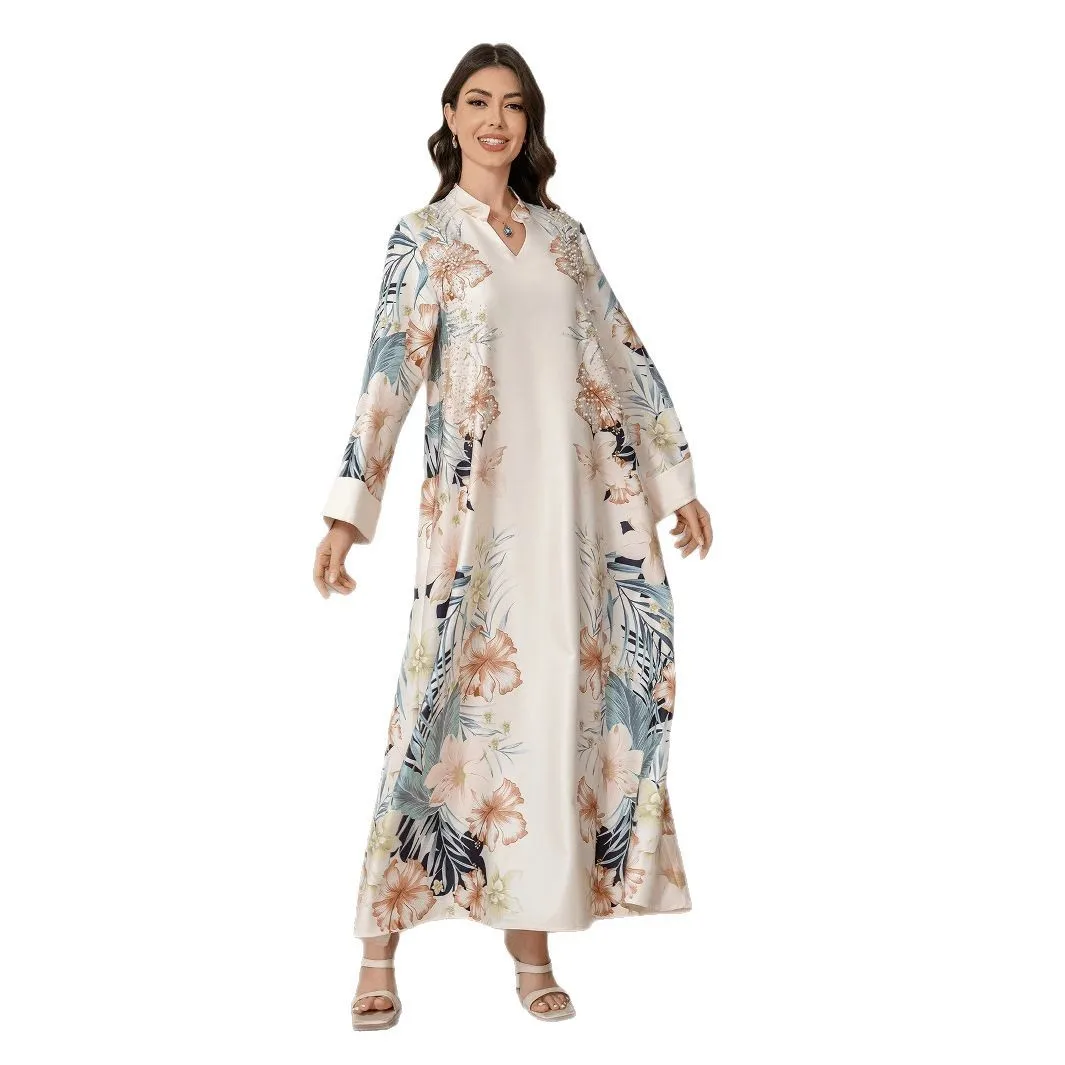 Robe imprimée pour femmes musulmanes transfrontalières du moyen-orient, Europe, amérique, Amazon, commerce extérieur, Robe Jalabiya