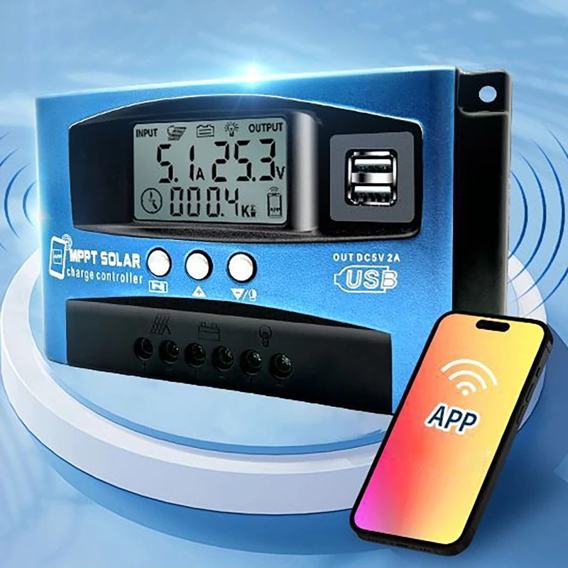 40A/100A Solar Panel Charge Controller APP Bluetooth Solar Controller 12V24V Solar Panel MPPT Controler