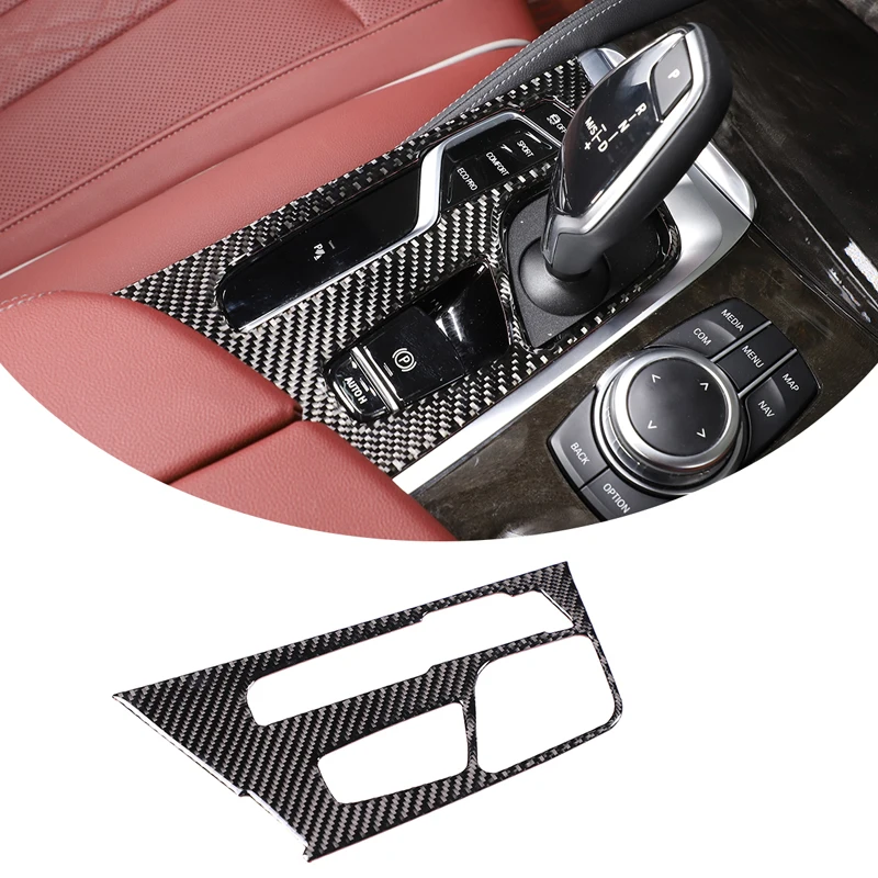 

1Pcs Soft carbon fiber For BMW 5 Series G30 G38 2018-2022 car center control gear panel decorative sticker interior accessories