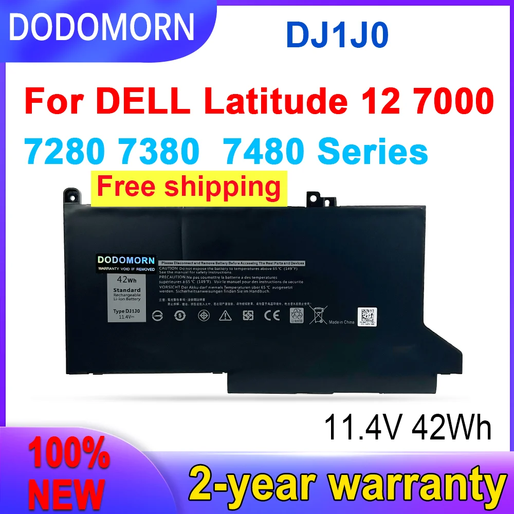 

DODOMORN Fast Delivery New DJ1J0 DJ1JO PGFX4 Laptop Battery For DELL Latitude 12 7000 7280 7380 7480 Series Notebook Tablet PC