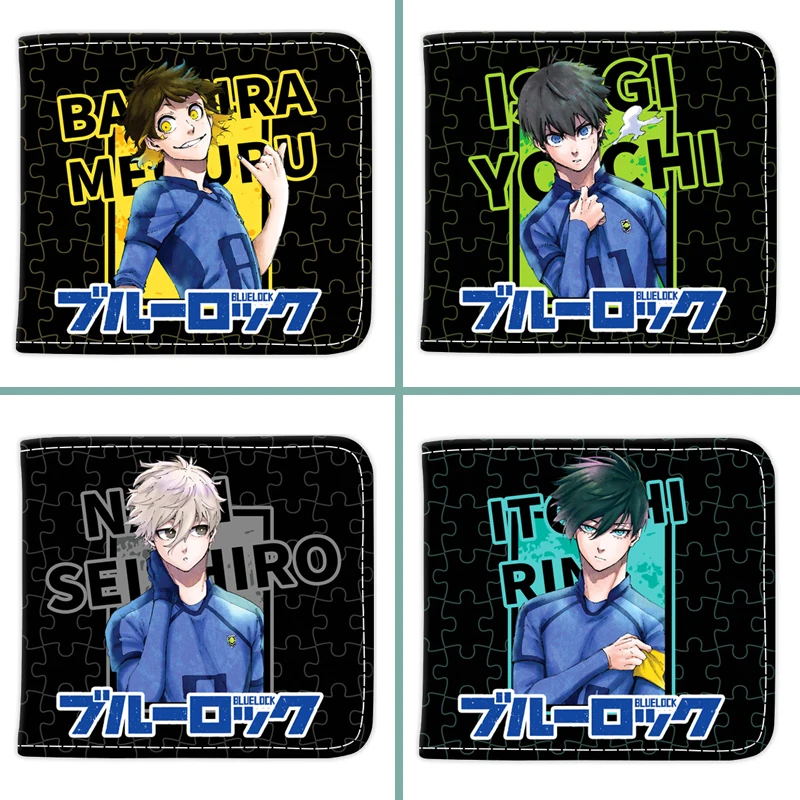 

Anime Blue Lock Short PU Leather Wallet Cute Cartoon Isagi Yoichi Chigiri Hyoma Folding Purse Gift for Manga Fans