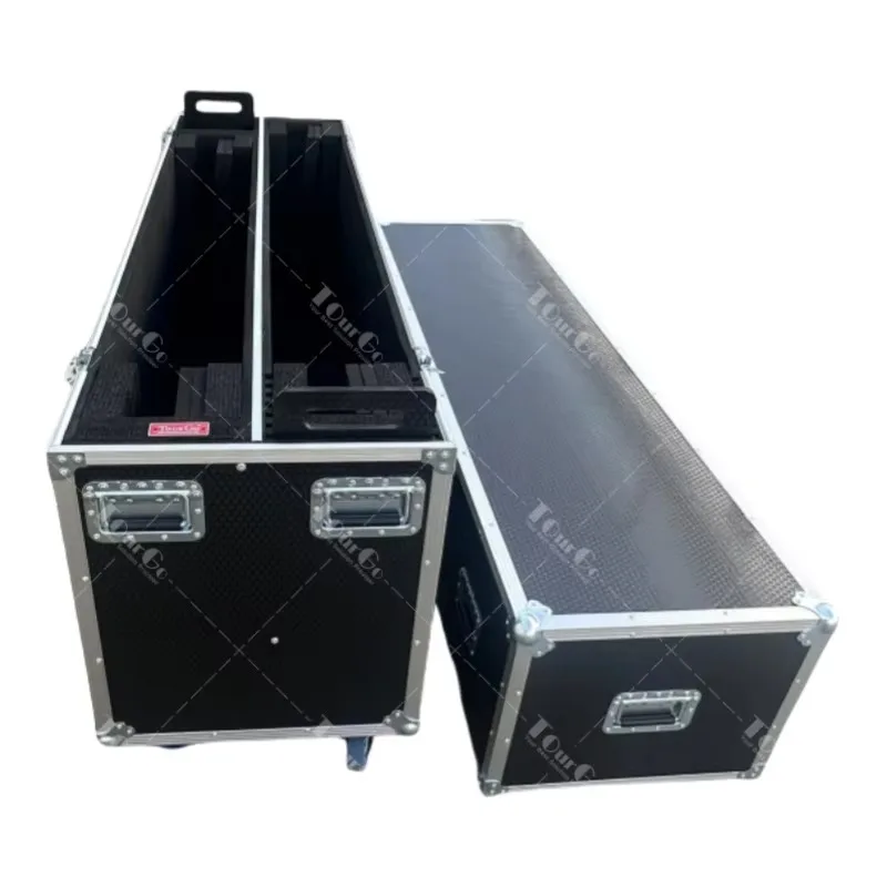 65-75 Inch Adjustable Tv Flight Case 2In1 Dual Removable High Quality Aluminum Plasma Case with 4 Wheels
