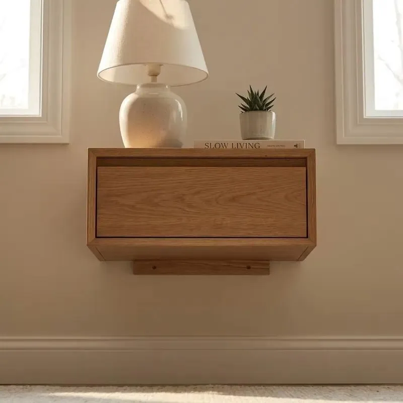 Solid Oak Bedside Table Modern Nordic Style Bedroom 2 Drawer Rounded Corner Side Table Hot Selling