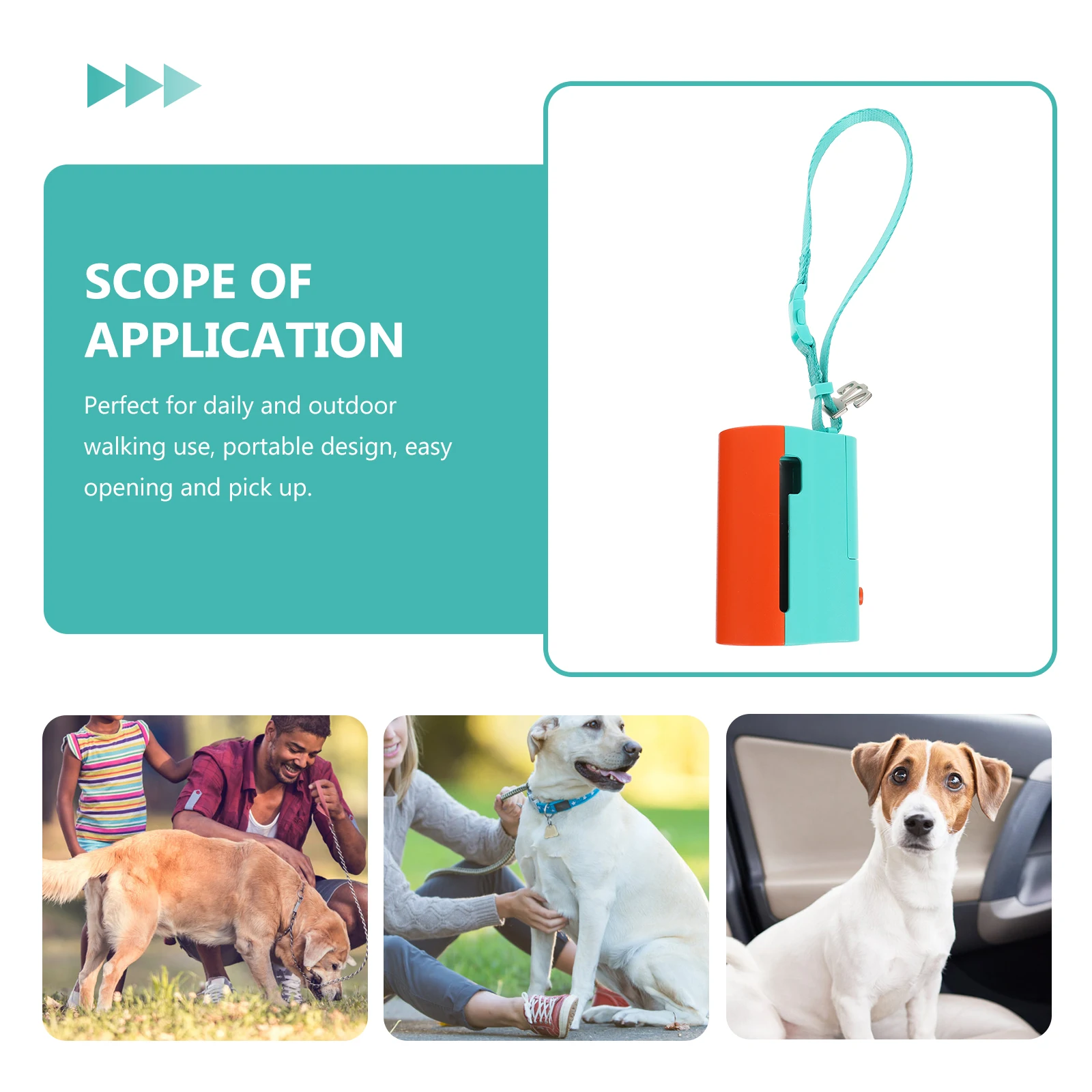 موزع أكياس أنبوب الحيوانات الأليفة، حامل نفايات الكلاب المتين، محمول للمشي في الهواء الطلق، خفيف الوزن مع مصباح يدوي بحبل متوافق