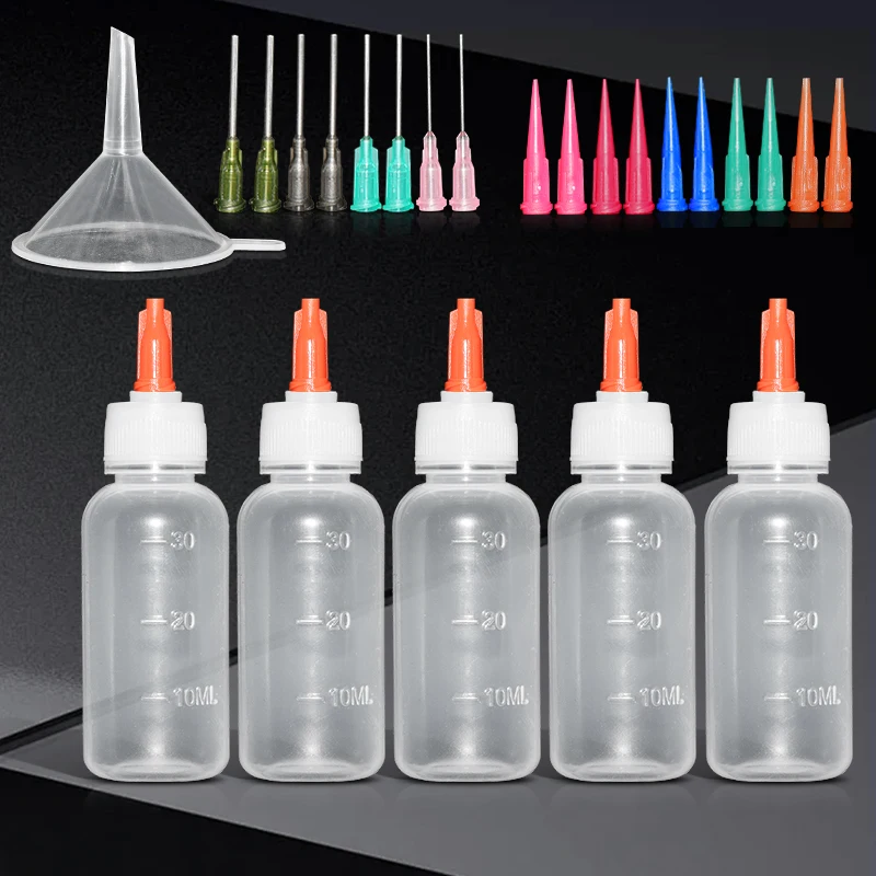 Kunststoff-Quetschflaschenspender-Set – Applikator mit Tropfrohr, Düse und Nadel mit stumpfer Spitze für Flüssigkleber und Tinte