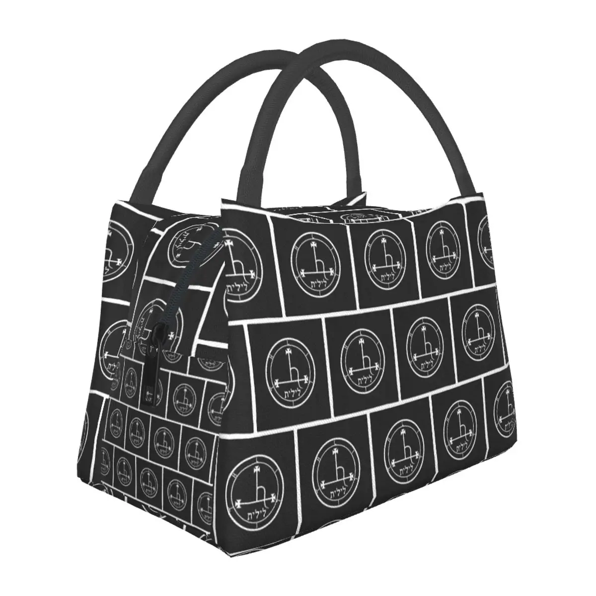 Sigil Of Lilith Altar Cloth Lightweight Handheld Insulated Lunch Bag Aluminum Foil Liner for Adults Students Travel Picnic