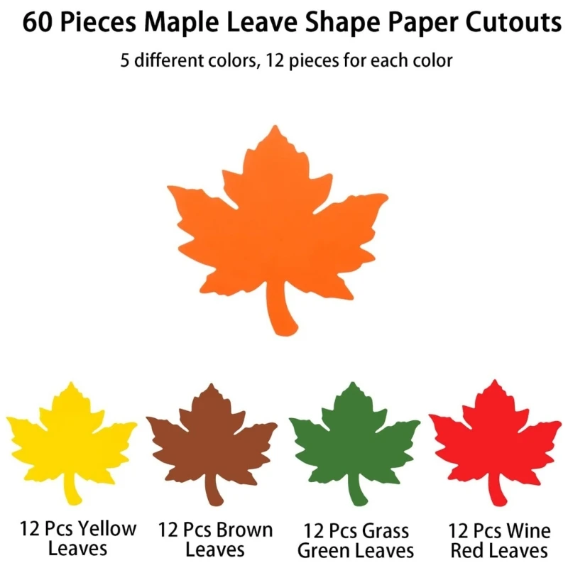 60 بطاقة شكر فارغة تتميز بنمط أوراق القيقب وورق الخريف المميز وديكورات الحفلات K1KF