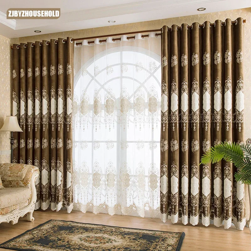 

European Embroidered Curtains for Living Dining Room Bedroom New Blackout Heat Insulation Sunshade Light Luxury Modern Yarn