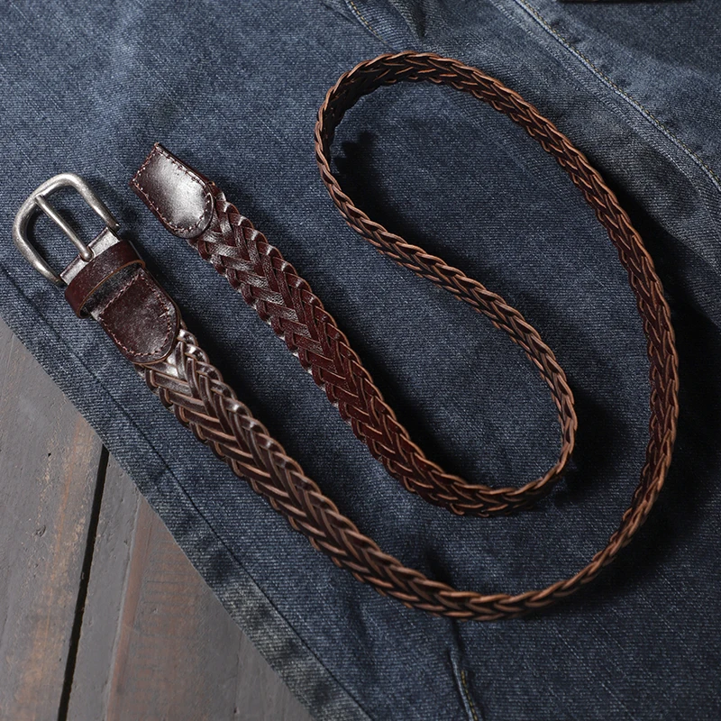 Woven perforated waistband for women, retro, minimalist, needle buckle, casual and versatile student belt, jeans, fashionable be