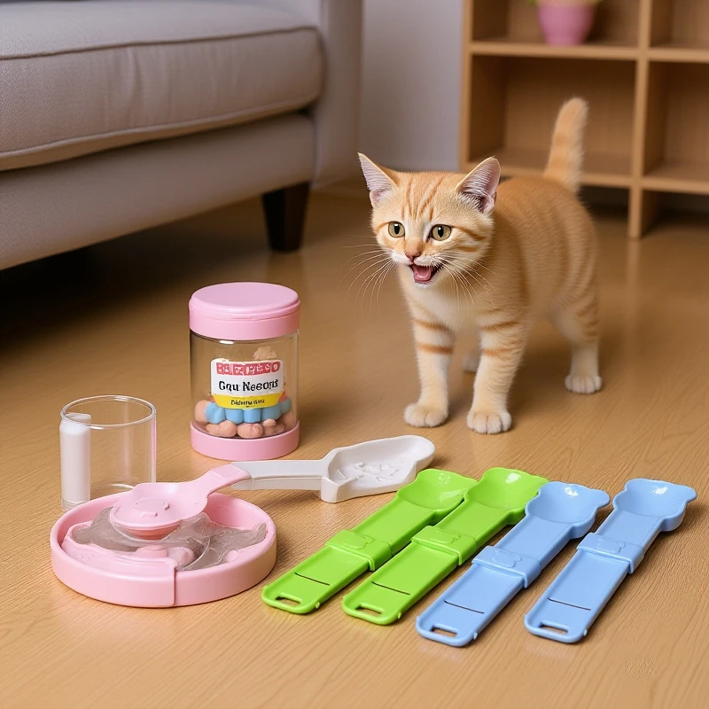 Suministros para mascotas, cuchara de alimentación para Bar para gatos, lata de aperitivos para gatos, exprimidor de cuchara más cuchara grande para gatos, dispositivo de alimentación para Bar para gatos