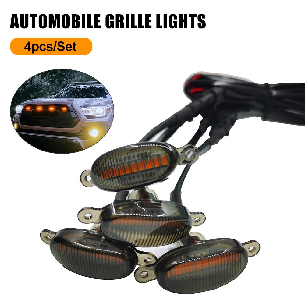 

Car Grille Light 4 In 1 Yellow Light Daytime Running Light 12V LED DRL Decorative Warning Light Pickup Truck SUV Haze Light