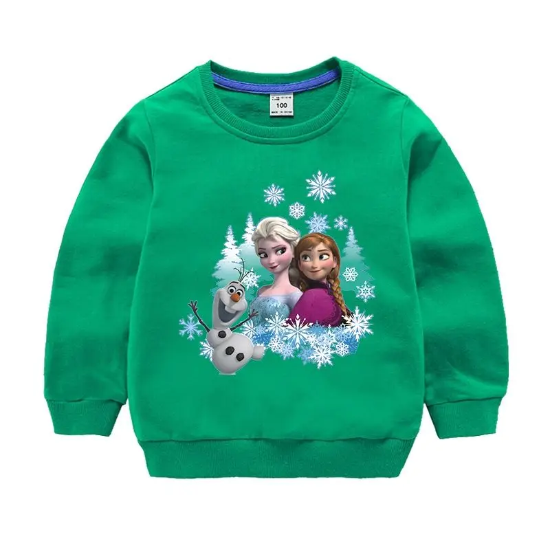 Disney-Girl's Long Sleeves T-shirt, roupa de criança, top feminino, algodão de qualidade, Frozen Elsa, roupa infantil, nova primavera e outono