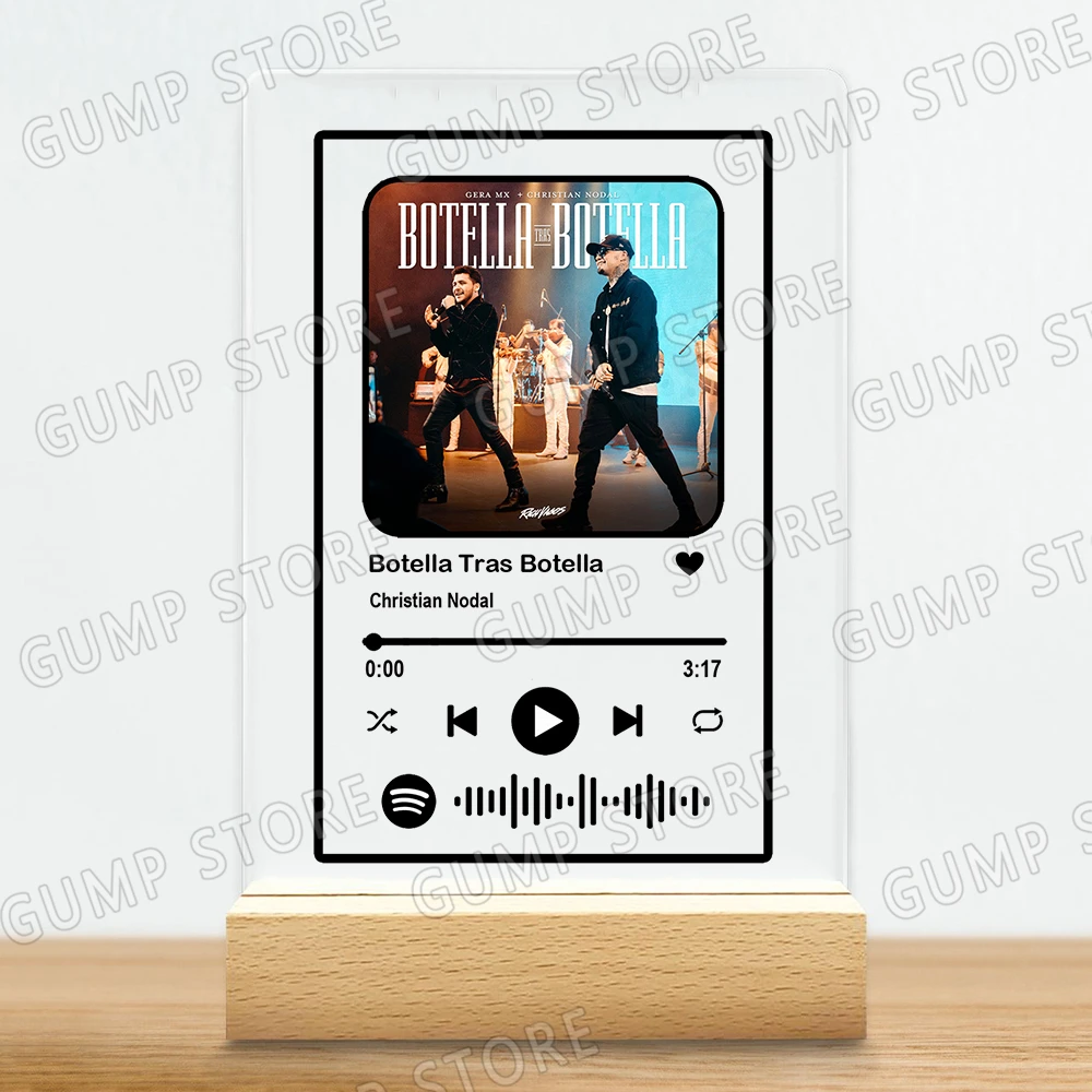 New Christian Nodal Acrylic Music Plaque Song Playlist Code Botella Tras Botella Fans Gifts Home Decor Office Desk Decoration