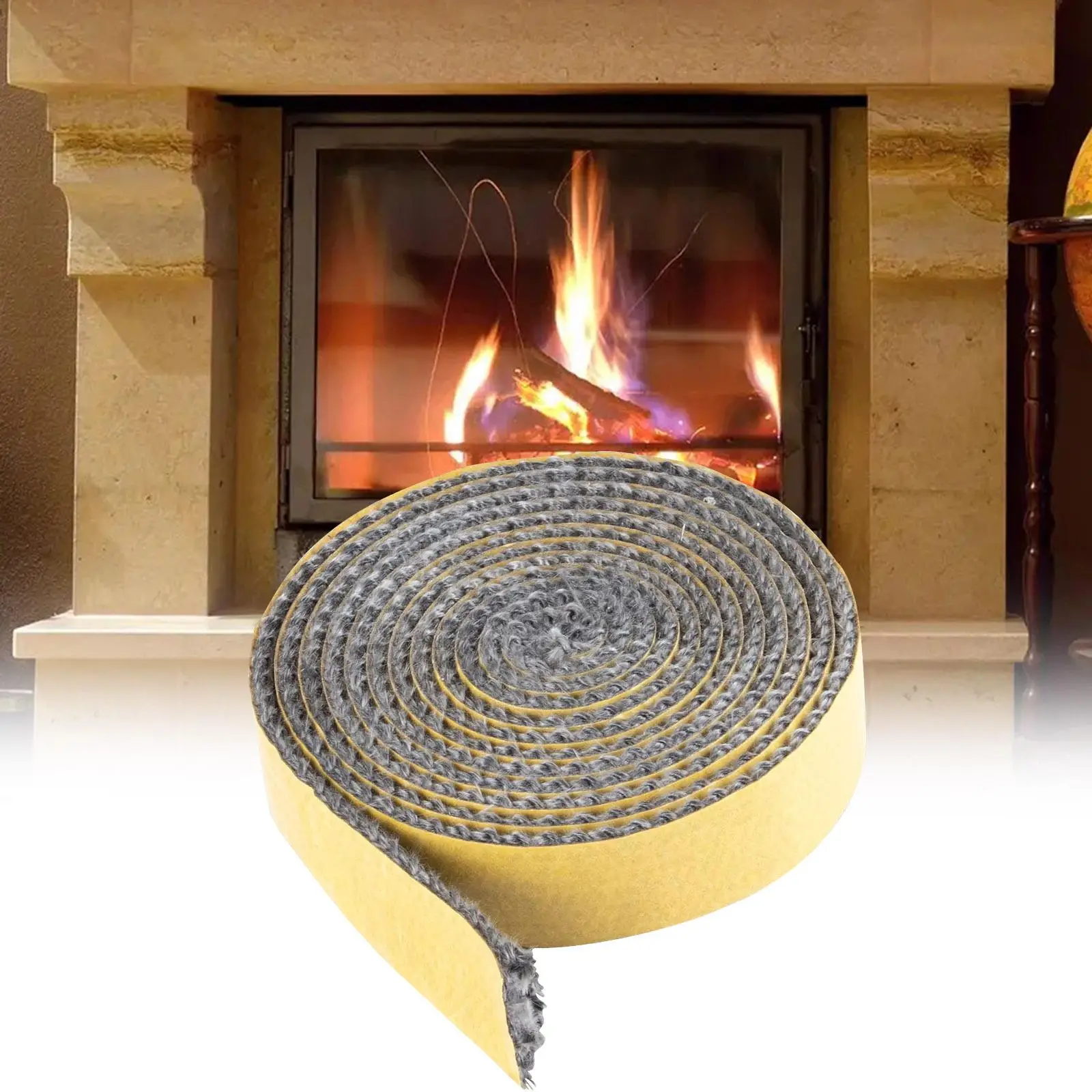 Wood Stove Gasket 78.7 inch 2M Stove Rope Fiberglass Rope Seal Gasket Cord High Temperature Fire Resistance Fireplace Seal Rope