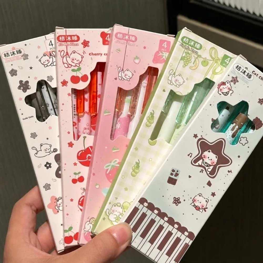 4pcs 0.5mm 2B Lead Mechanical Pencil Set Break Resistant Kawaii Stationery Automatic Pencil Student Writing Pencil School Office