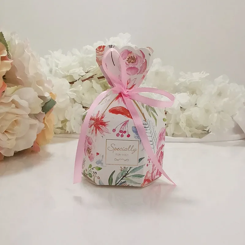 10 Stück Fischschwanz-Vase, Pralinenschachtel, Blumenmuster, Hochzeitstag, Geschenkbox, Verpackung, Box mit Band, Babyparty, Geburtstag, Party-Dekoration – Detail 25