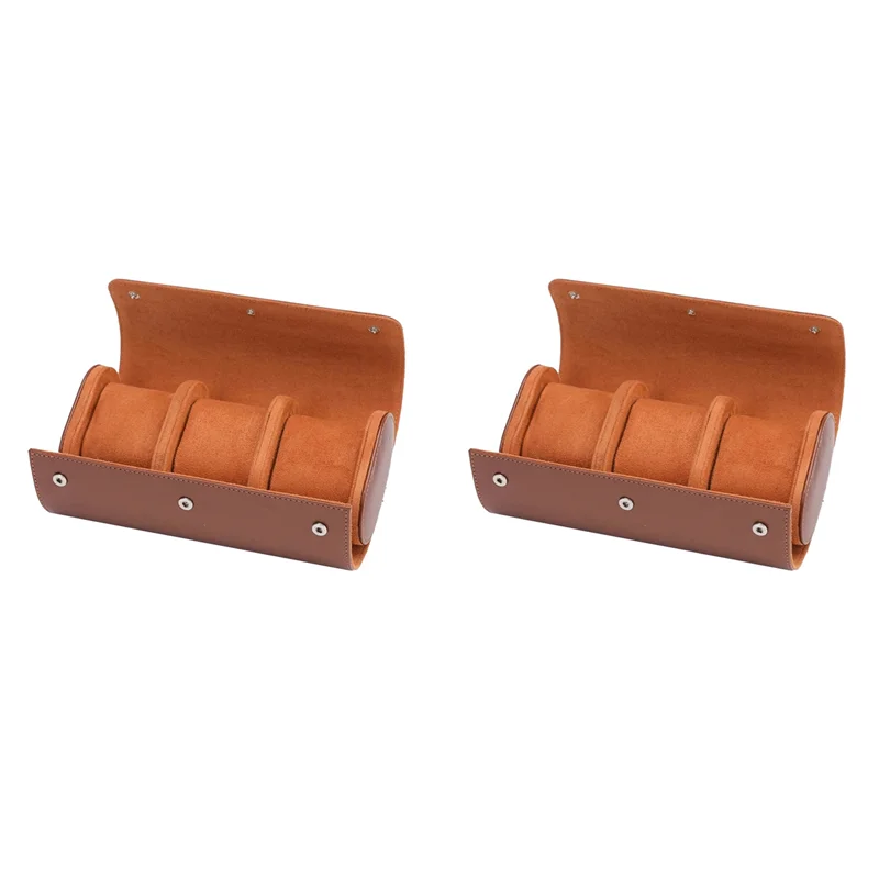 

B84B-2X 1-Slot Watch Roll Travel Case Portable Vintage Leather Watch Display Case Watch Storage Box Watch Organizers Brown L