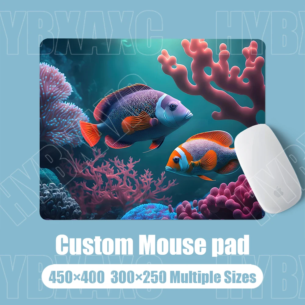 

Коврик для мыши с тропическими рыбами, океанским китом, 45 × 40 геймерский настольный коврик, квадратный игровой офисный коврик, коврик для мыши, резиновые коврики для ПК, коврики для клавиатуры