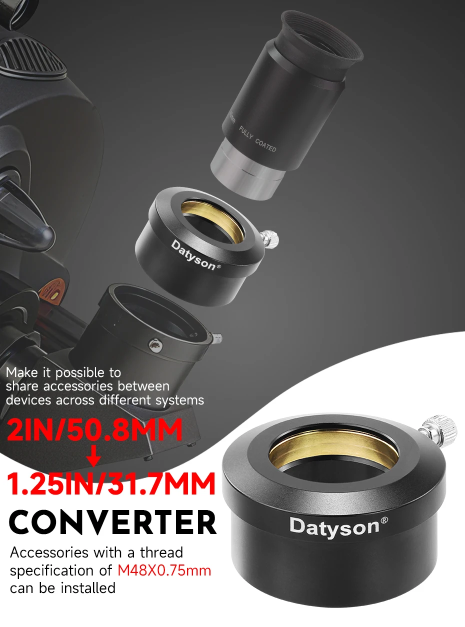 Datuson 2-Zoll-auf-1,25-Zoll-Adapter für Teleskope, geeignet für astronomische Okulare und Zubehör. # 5P9981C – Detail 1