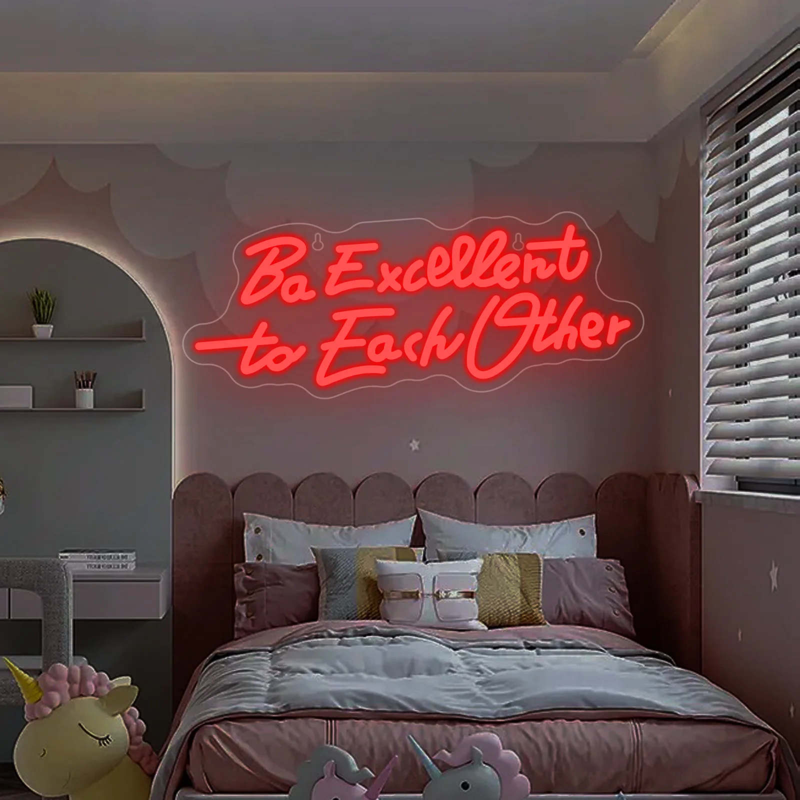 Excellent To Each Other Neon Led Sign Red Letter Hanging Up Sign For Home Wall Decor Room Decoration Dimmable Sign USB Powered
