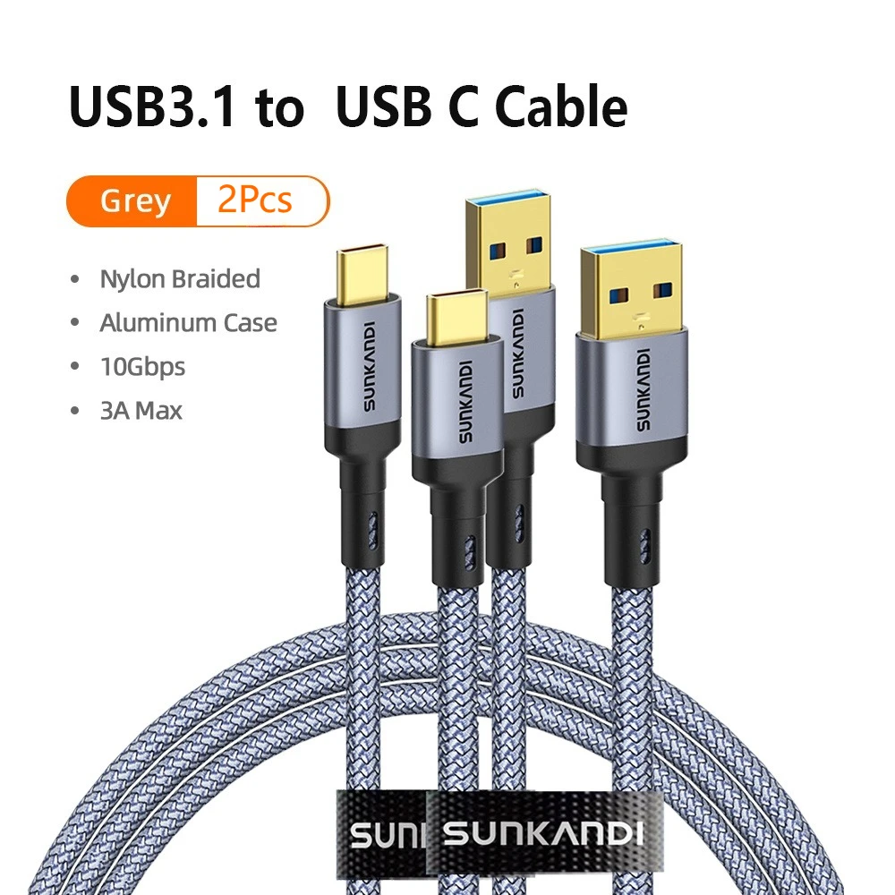 SUNKANDI USB-C naar USB-A 3.1 adapter oplaadkabel, snellader, 10Gbps hoge snelheid voor iPhone 16/15, iPad, tablets, laptops