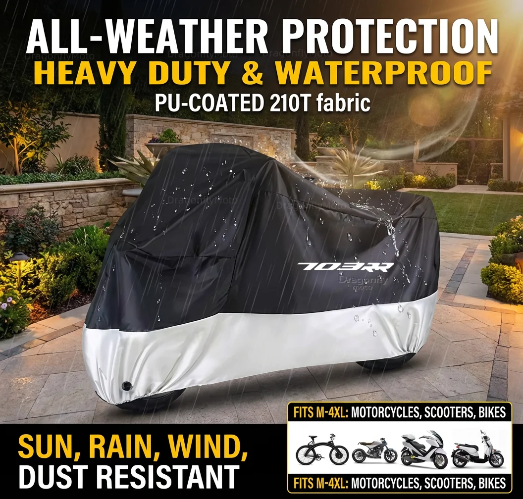 

For ZONTES 703RR 703 RR rr 2025 2024 All Season Motorcycle Cover Silver Black Waterproof Dustproof UV Protection with Lock Holes