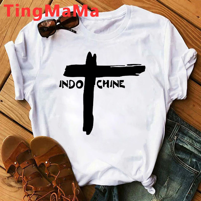 Indochine Pop Rock T-Shirt Men New Wave French Band Graphic Tees Harajuku Streetwear Summer Top Hip Hop Unisex T Shirt Male