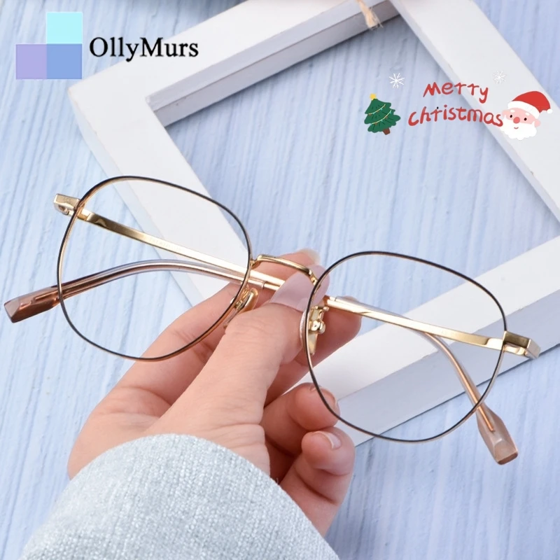 

OLLYMURS чистый титан, оптическая оправа для очков по рецепту для мужчин и женщин, модные удобные очки в круглой оправе в стиле ретро