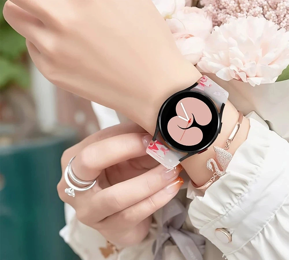 20mm Girls Prints Silicone Watch Band for Samsung Galaxy Watch 6/5/4 44mm 40mm43 47mm/Galaxy Watch 5 Pro 45mm/Active 2 Bracelets