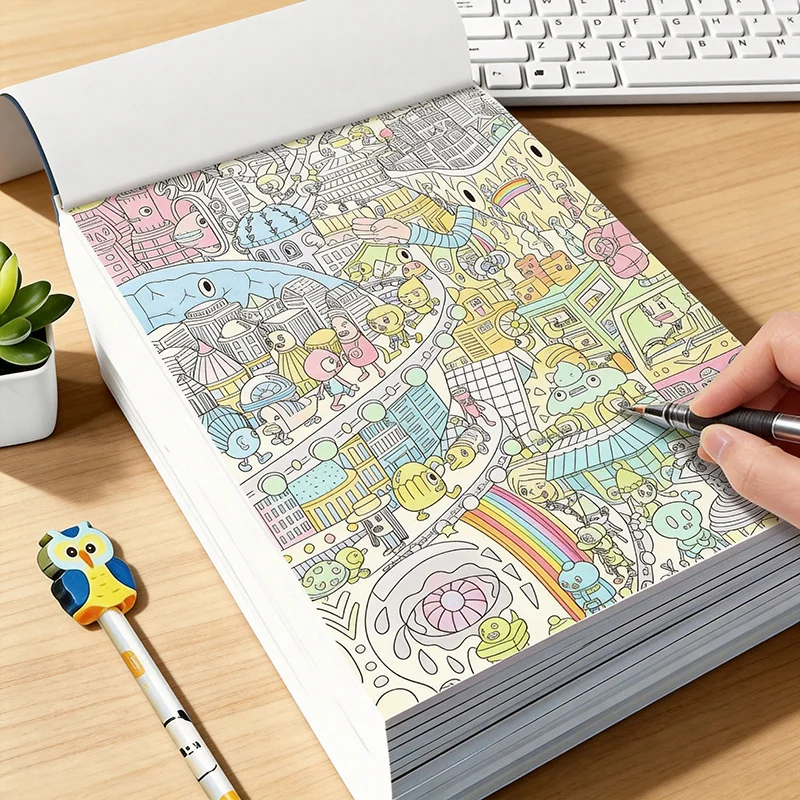 Combining Line Drawing and Coloring This Graffiti Coloring Book Include Dense Detail Illustration Line Drafts for Various Scenes